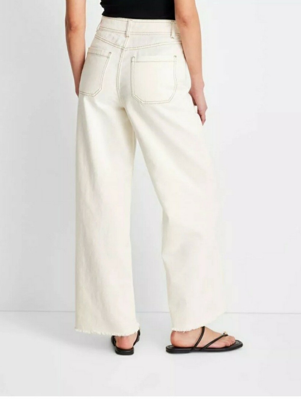 Future Collective x Jenny K Lopez 26W Ecru Cream High Rise Wide Leg Baggy Jeans - Picture 7 of 16